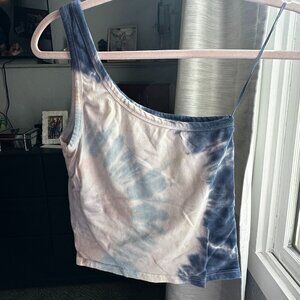 American Eagle blue tie dye one shoulder tank top